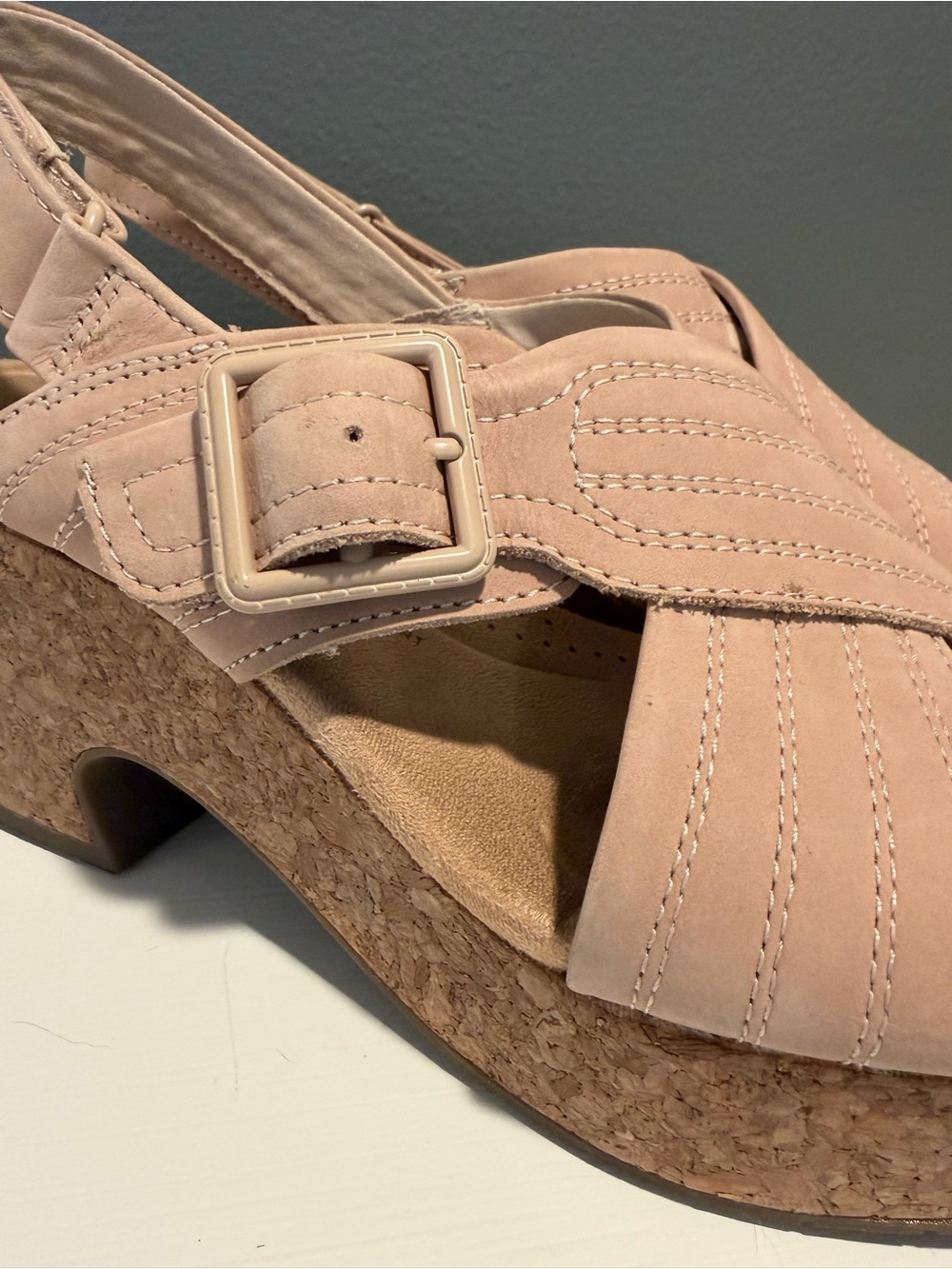Clark’s Nerisa West Sand Nubuck Platform Slingback Sandals Size 9 - Picture 11 of 12